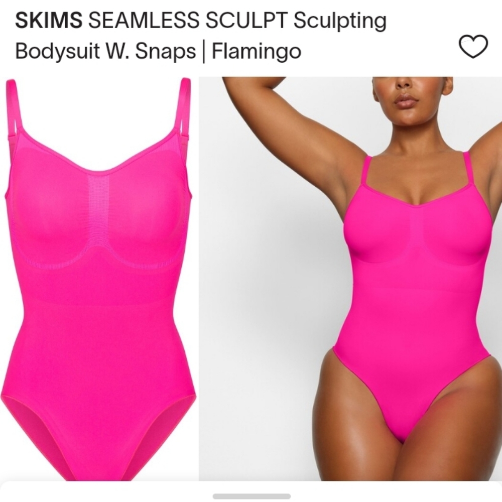Skims Seamless scuplting bodysuit with snaps in shade flamingo size s/m nwot